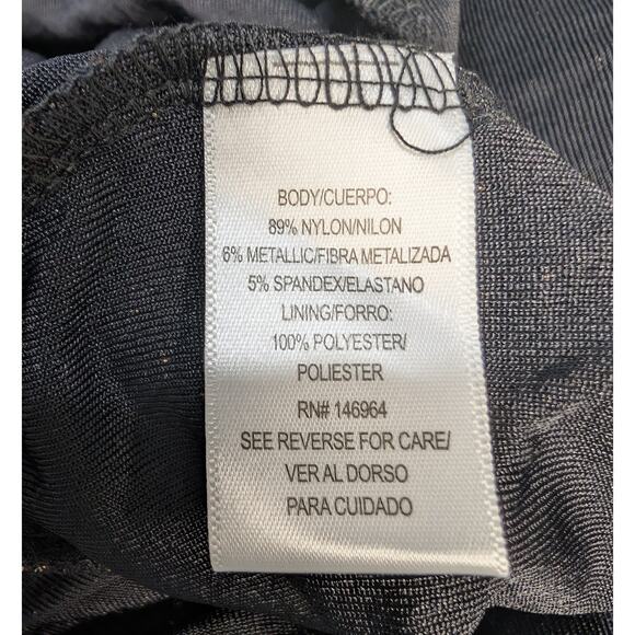 Signature by Robbie Bee Metallic Floral Black Gold Silver Dress 2X NWT - Picture 8 of 9